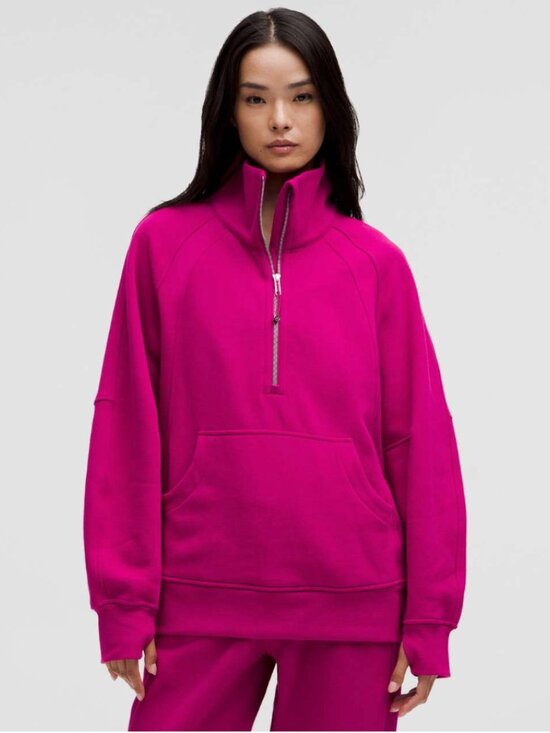 lululemon athletica Tops - Lululemon Scuba Oversized Funnel-Neck Half Zip *Long Ripened Raspberry Size M/L